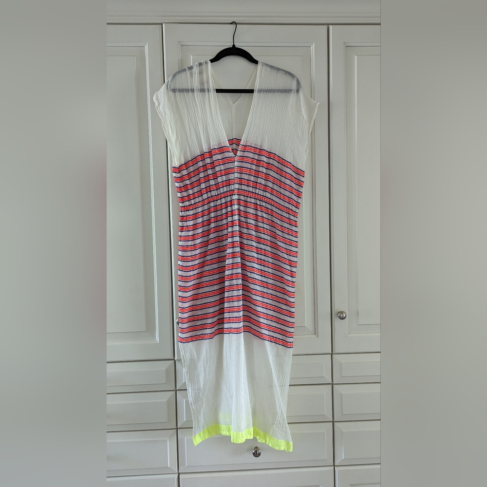 Lemlem Long Caftan with Neon Trim